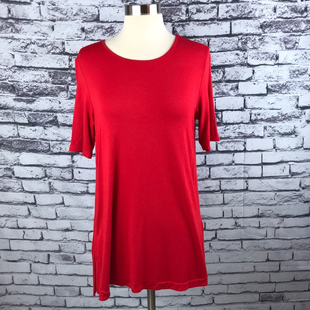 Red J. Jill Wearever Collection Short Sleeve Top